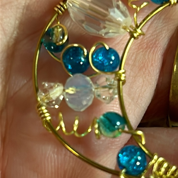 Wire-wrapped Beaded Beautiful Moon/Sun Pendant - Picture 6 of 8